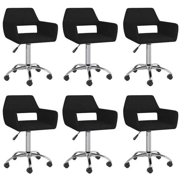 vidaXL Chaises pivotantes &agrave; manger lot de 6 noir tissu
