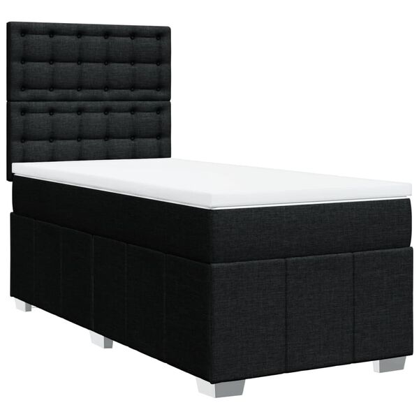 vidaXL Sommier &agrave; lattes de lit avec matelas Noir 90x190 cm Tissu