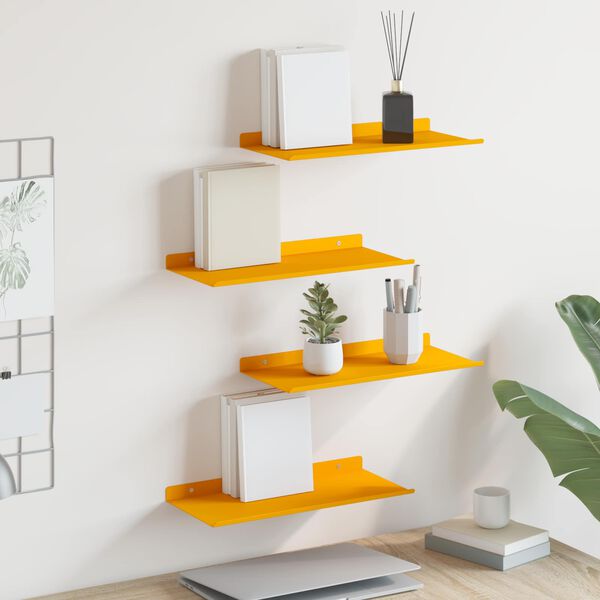 vidaXL &Eacute;tag&egrave;re flottante 4 pcs Jaune moutarde 40 x 18 x 2,5 cm Acier
