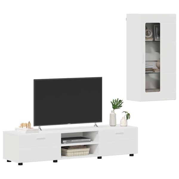 vidaXL Ensemble meuble TV avec tiroir Blanc Bois d'ing&eacute;nierie