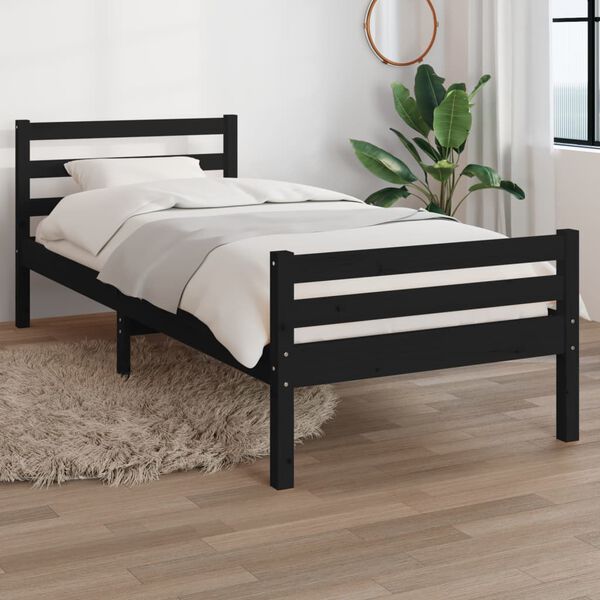 vidaXL Cadre de lit sans matelas noir bois massif 100x200 cm