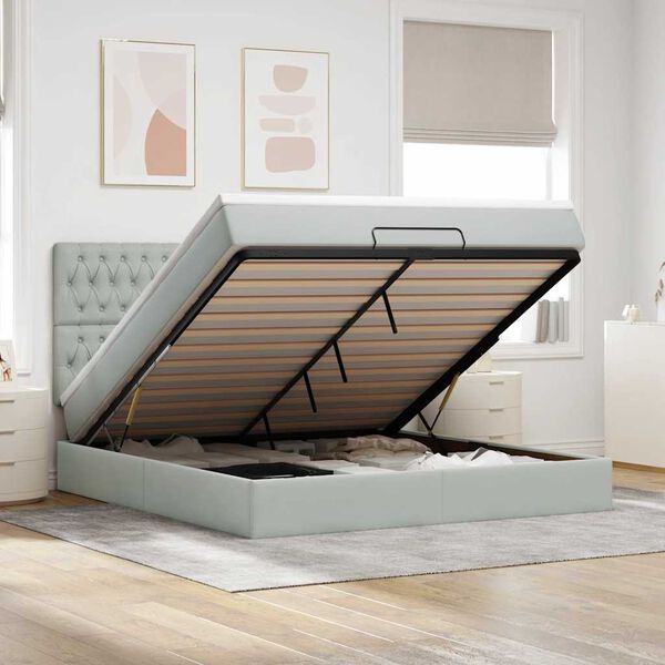 VidaXL Cadre de lit ottoman et matelas gris clair 180x200cm velours