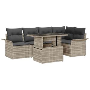 vidaXL Ensemble de canap&eacute; de jardin 6 pc Gris clair polyrotin