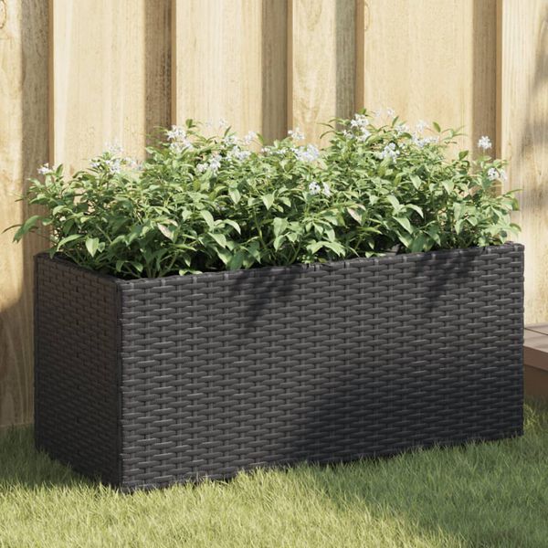 vidaXL Jardini&egrave;re avec 2 pots noir 72x30x32 cm r&eacute;sine tress&eacute;e