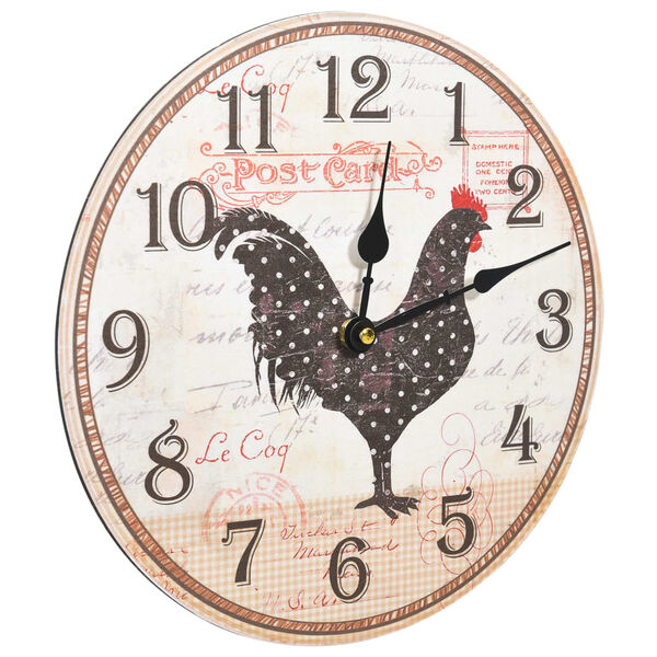 vidaXL Horloge murale avec motif de coq Multicolore 30 cm MDF