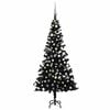 vidaXL Arbre de No&euml;l artificiel pr&eacute;-&eacute;clair&eacute; et boules noir 180 cm PVC
