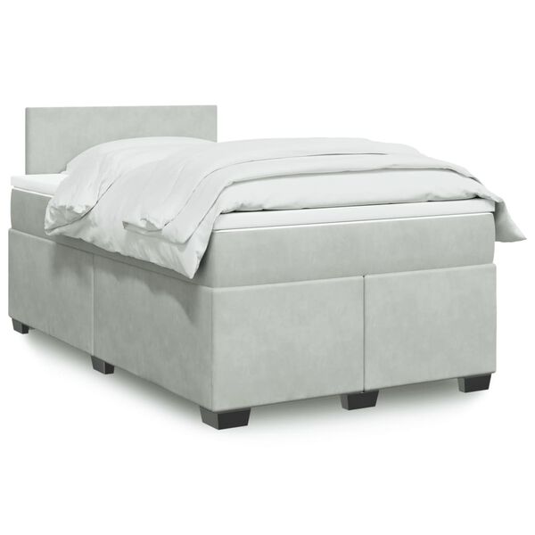 vidaXL Sommier &agrave; lattes de lit et matelas Gris clair 120x200cm Velours