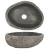 vidaXL Lavabo en pierre de rivi&egrave;re ovale (29-38)x(24-31) cm