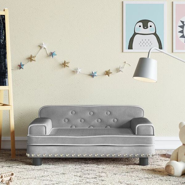 vidaXL Canapé pour enfants gris clair 70x45x30 cm velours