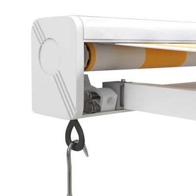 vidaXL Auvent rétractable jaune et blanc 4x3 m tissu et aluminium