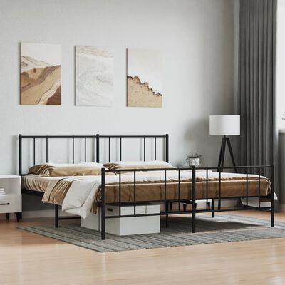 vidaXL Cadre de lit métal sans matelas avec pied de lit noir 200x200cm