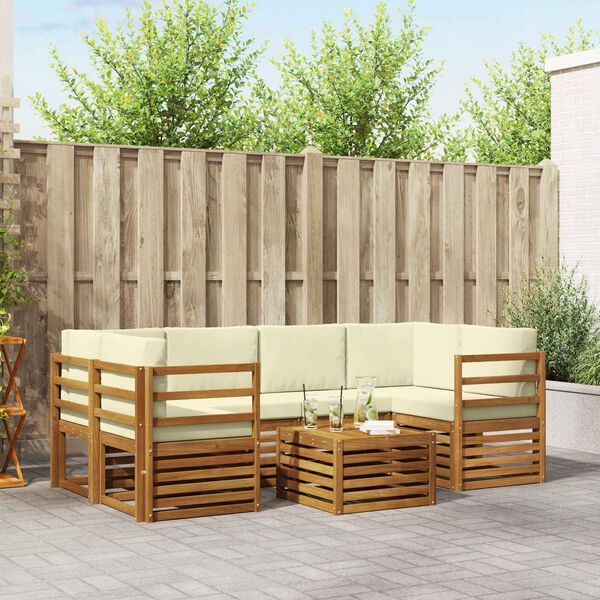 vidaXL Ensembles de canap&eacute;s avec coussin 7 pcs Naturel et Cr&egrave;me