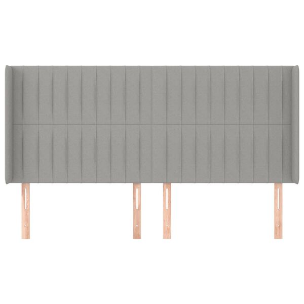 vidaXL T&ecirc;te de lit avec oreilles Gris clair 183x16x118/128 cm Tissu