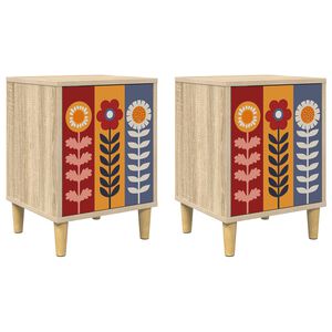vidaXL Table de chevet ESSEN 2 pc Ch&ecirc;ne Sonoma 36 x 33 x 50 cm