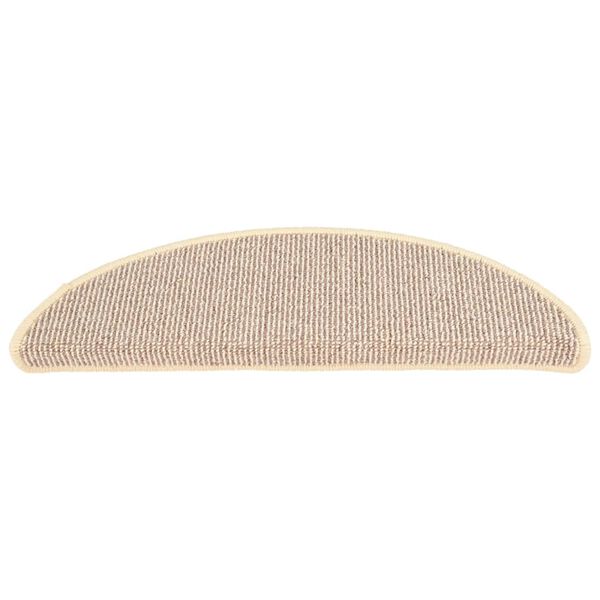 vidaXL Tapis d'escalier 15 pi&egrave;ces 65 x 21 x 4 cm Blanc et marron Demi-rond Grand