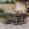 vidaXL Ensemble &agrave; manger de jardin 9 pcs coussins gris r&eacute;sine tress&eacute;e