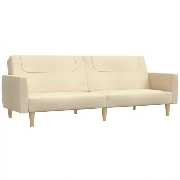 vidaXL Canap&eacute;-lit &agrave; 2 places cr&egrave;me tissu