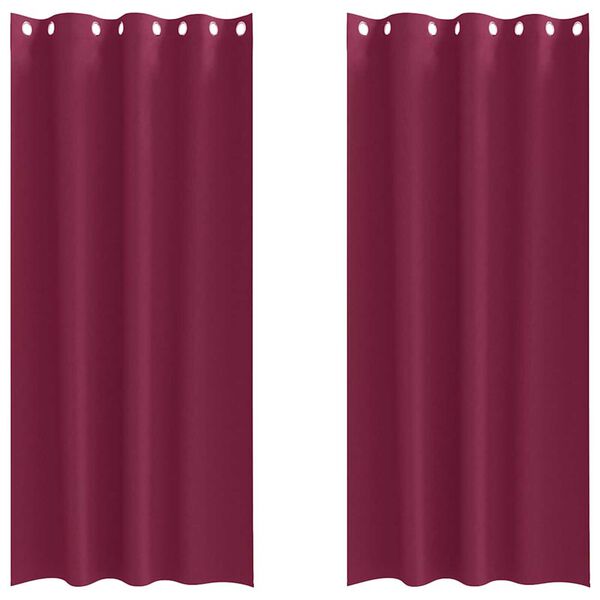 vidaXL Rideaux occultants avec anneaux 2 pcs Bordeaux 245 x 140 cm