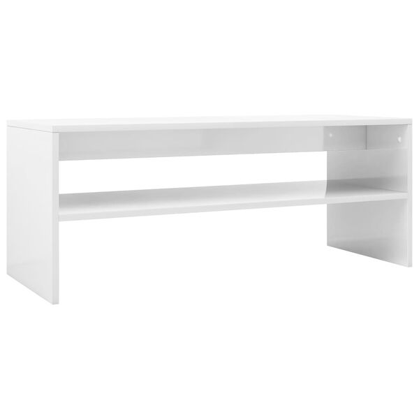 vidaXL Table basse Blanc brillant 100x40x40 cm Bois d&rsquo;ing&eacute;nierie