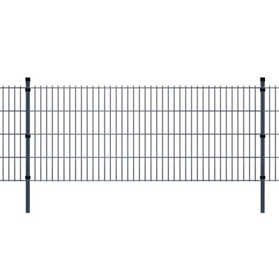 vidaXL Panneau de clôture 2D de jardin + poteaux 2008x1030mm 2m Gris