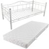 vidaXL Lit de repos avec matelas Blanc M&eacute;tal 90 x 200 cm