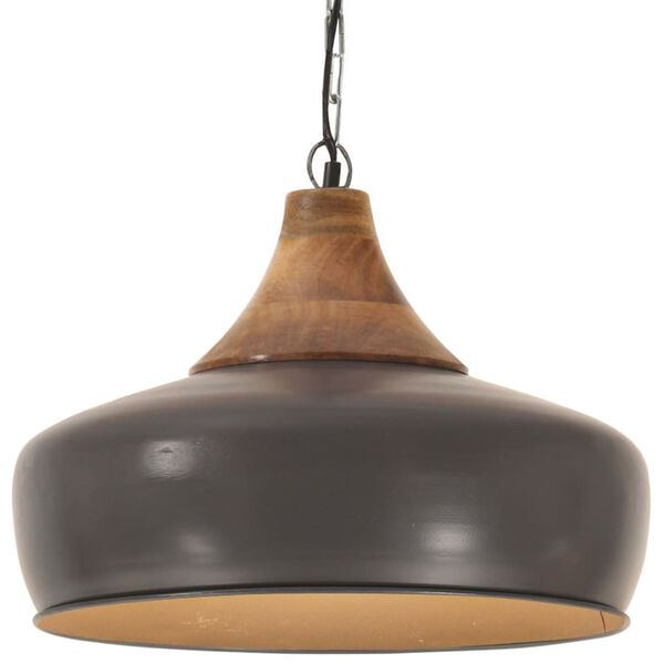 vidaXL Lampe suspendue industrielle Gris Fer et bois solide 35 cm E27