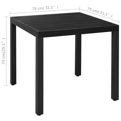 vidaXL Ensemble à manger de jardin 3 pcs noir