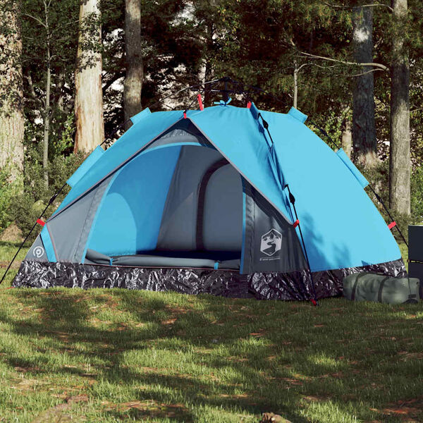 vidaXL Tente de camping &agrave; d&ocirc;me 3 personnes bleu lib&eacute;ration rapide