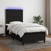 vidaXL Sommier &agrave; lattes de lit avec matelas et LED Noir 90x190cm Tissu