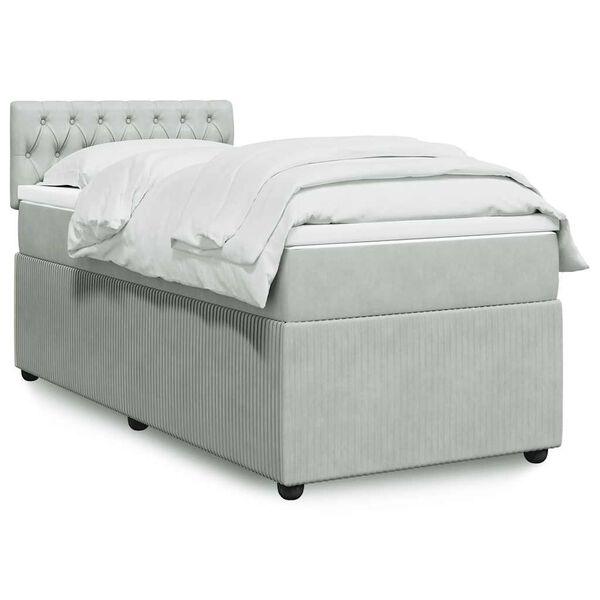 vidaXL Sommier &agrave; lattes de lit et matelas Gris clair 80x200 cm Velours