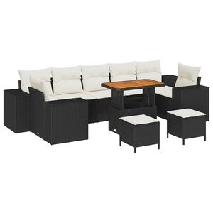 vidaXL Ensemble de canap&eacute; de jardin 10 pcs Noir polyrotin