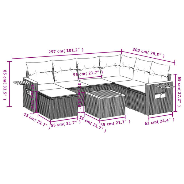 vidaXL Salon de jardin 8 pcs avec coussins noir r&eacute;sine tress&eacute;e