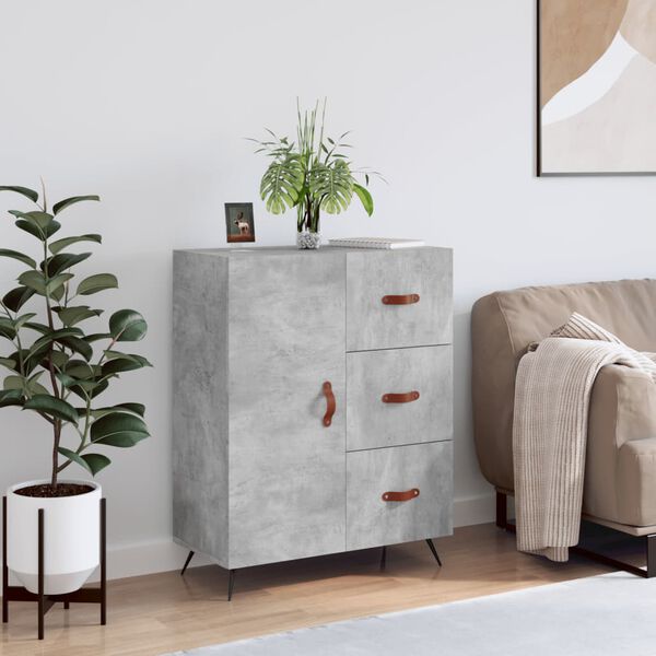 vidaXL Buffet gris b&eacute;ton 69,5x34x90 cm bois d'ing&eacute;nierie