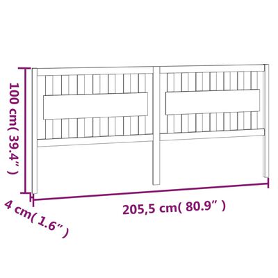 vidaXL Tête de lit Blanc 205,5x4x100 cm Bois massif de pin