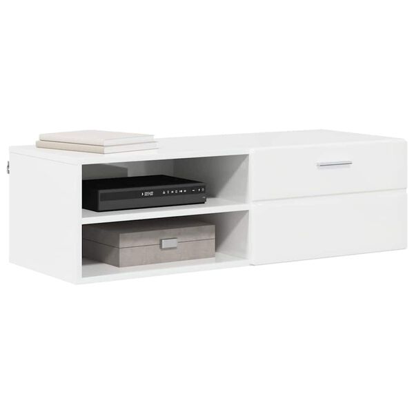 vidaXL Cabinet en Bois avec tiroir Blanc brillant 100,5 x 39 x 30 cm