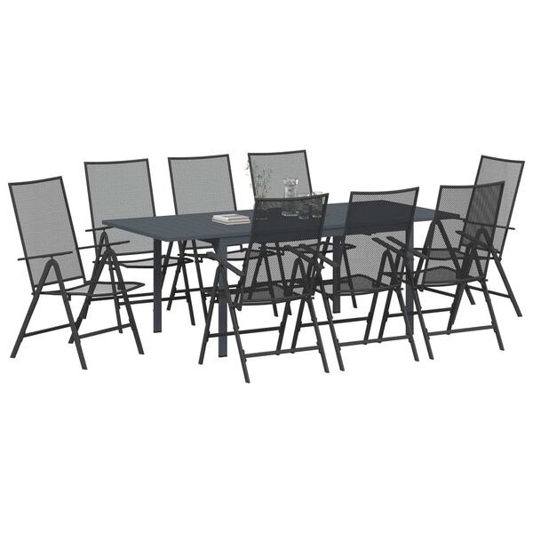 vidaXL Ensemble de salle &agrave; manger pour jardin 9 pcs Anthracite Acier