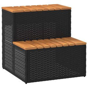 VidaXL Marche bain &agrave; remous noir 50x50x50,5cm polyrotin acacia massif