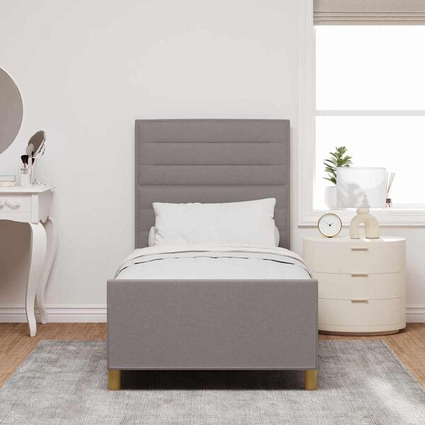 vidaXL Cadre de lit avec t&ecirc;te de lit Taupe 90 x 200 cm tissu