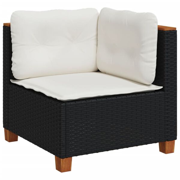 vidaXL Salon de jardin 7 pcs avec coussins noir r&eacute;sine tress&eacute;e