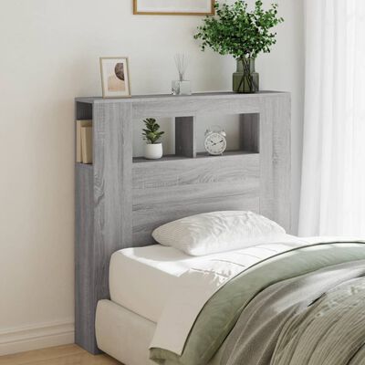 vidaXL Tête de lit à LED sonoma gris 100x18,5x103,5 cm bois ingénierie