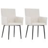 vidaXL Chaises &agrave; manger et accoudoirs lot de 2 cr&egrave;me tissu