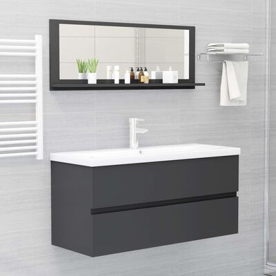 vidaXL Miroir de salle de bain Gris 100x10,5x37 cm Aggloméré