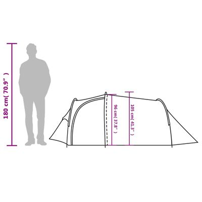 vidaXL Tente de camping tunnel 2 personnes tissu occultant imperméable