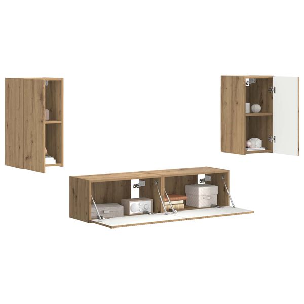 vidaXL Ensemble meuble TV 4 pcs Ch&ecirc;ne artisanal Bois d'ing&eacute;nierie
