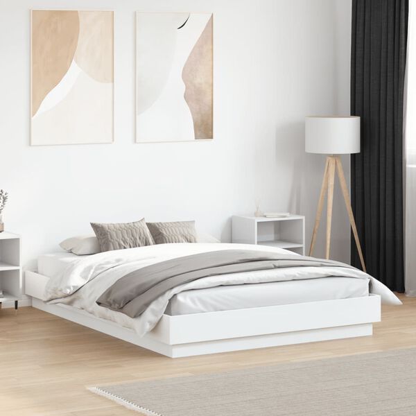 vidaXL Cadre de lit avec LED sans matelas blanc 140x190 cm