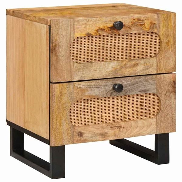 vidaXL Cabinet de chevet avec tiroir 2 pcs Naturel 40 x 33 x 46 cm
