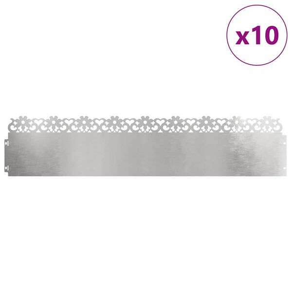 vidaXL Bordures de pelouse 10 pcs Argent 103 x 0,05 x 22 cm