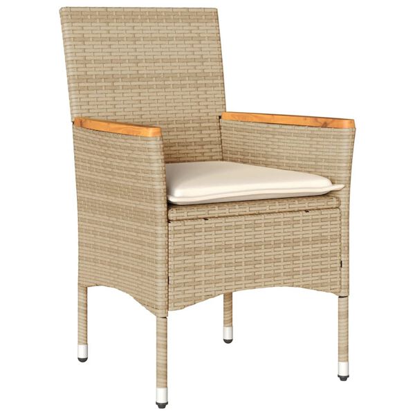 vidaXL Ensemble &agrave; manger de jardin et coussins 3pcs beige rotin acacia
