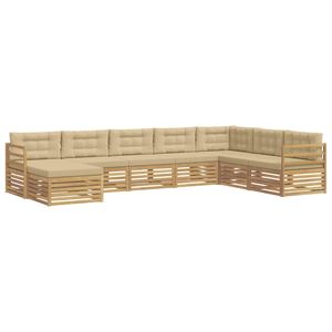 vidaXL Ensemble de canap&eacute;s d'ext&eacute;rieur 8 pc Blanc et Beige Polyester