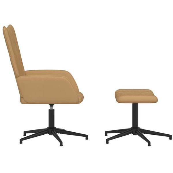 vidaXL Chaise de relaxation avec repose-pied Marron Velours